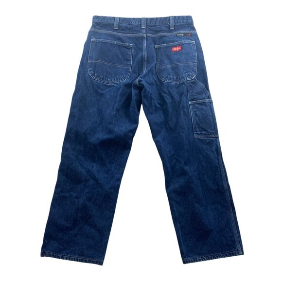 Dickies Men's Work Jeans 35x28 Hemmed Straight Flame-Resistant FR Blue Denim Wor - Picture 2 of 16